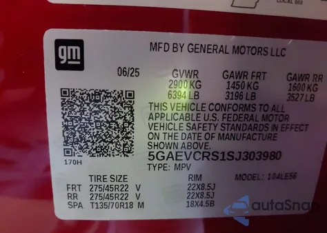 2025 Buick Enclave Avenir Fwd from USA, damaged, VIN 5GAEVCRS1SJ303680